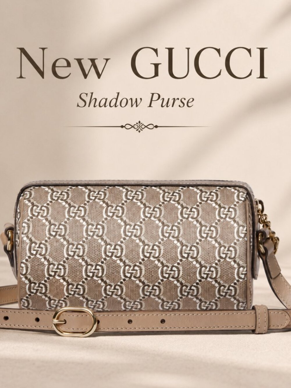 $2,400 New, Authentic GUCCI MINI SHOULDER BAG WITH GG SHADOW crossbody purse bag
